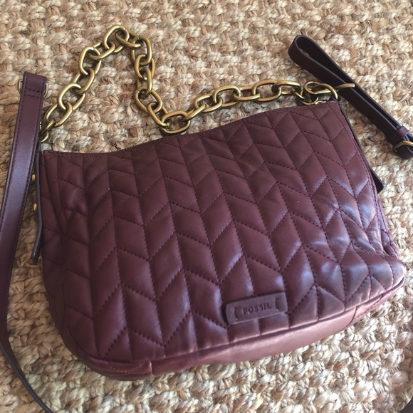 Anthropologie Handbags - New: Fossil Jolie Quilted Leather and Chained Crossbody Bag